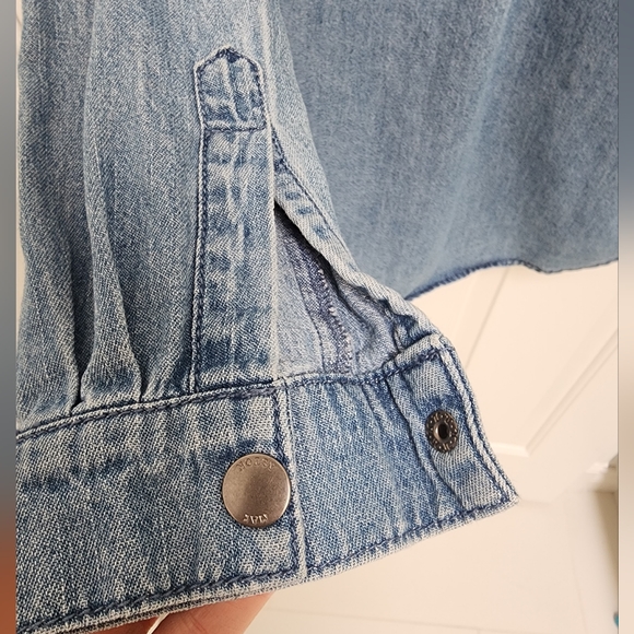 Noisy May Denim Snap Button Collared Shirt - Picture 3 of 4